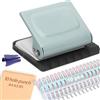 Poweka Rilegatrice a 10 Fori, con 10 Anelli di Rilegatura Multicolori (30 Fori), 30 Fori per A4, 20 Fori per A5, 26 Fori per B5, per Scuola, Casa, Ufficio (Blu)
