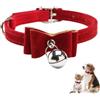 Lawnrden Collar per animali domestici con collare da gatto a campanello a filo con filo gattino regolabile in velluto per papilla di sicurezza elastica bowtie campana rosso | animale domestico