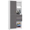 AKORD Libreria R15 con Cassetti e Sportelli - 80 cm Larghezza - 7 Ripiani, 2 Ante, 2 Cassetti - Mobile Versatile per Ufficio e Casa - Ideale per Piccoli Spazi - 80x180x35 cm - Bianco & Grigio Grafite