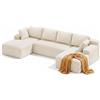Xbro Divano Angolare Modulare a U in Velluto a Coste, Divano Componibile Grande 4 Posti con Seduta Profonda e Tasche Laterali, Divano Relax per Soggiorno Famiglia Open Space, 320 x 160 x 62 cm