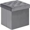 Bonlife Pouf Contenitore Velluto Poggiapiedi Camera da Letto Quadrato Cassapanca Bambini Sgabello di Stoccaggio Comodino Salvaspazio 40x40x40cm Grigio