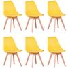 DEYARNA HOME Set di 6 Sedie da Pranzo Moderne, Sedie Imbottite per la Sala da Pranzo, Sedie da Cucina Scandinave con Gambe in Legno di Faggio (Giallo)