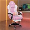 ALFORDSON Sedia Gaming Massaggiante con Poggiapiedi da Case Bianca e rosa | Poltrona Gamer in Tessuto Serie THOR, Schienale regolabile, con poggiatesta e supporto lombare, portata 180 kg