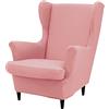 Highdi 2 Pezzi Copripoltrona con Orecchie Elasticizzato, Tinta Unita Copridivano da 1 Posto con Fodera per Cuscino, Lavabile per Reception Bar Soggiorno Camera da Letto (Rosa Chiaro)