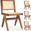 tectake® Set da 4 Sedia da pranzo senza braccioli, Sedie Cucina design retro, Poltroncina schienale largo, rattan ad intreccio viennese, struttura in legno massiccio, vernice protettiva - Rovere Scuro