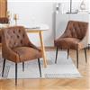 LONXIU Set 2 Sedie Sala da Pranzo con Gambe in Metallo, Moderno Sedia da Cucina per Cucina con La leva posteriore, Sedie da Salotto per Sala da Pranzo/Soggiorno (Profondo Marrone)