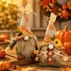 GTCIXEQ Decorazioni Autunnali Gnomi - 2 Pezzi Autunno Peluche Gnomo,Nani Elfi Foglia d'Acero Girasole,Decorazioni Autunnali in Peluche per Caminetto per Natale, Ringraziamento