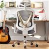 HOLLUDLE Sedia da ufficio ergonomica con supporto lombare 3D e braccioli regolabili in 3D, design posteriore a V, comoda sedia da scrivania per ufficio e casa, bianco oro