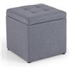 COSTWAY Pouf Contenitore Quadrato, Cubo Poggiapiedi di 30 L, Carico Max. 150 kg, 40 x 40 x 40 cm (Grigio)