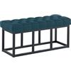 CLP Panca da Ingresso Amun in Tessuto, Panca Imbottita con Struttura in Metallo Nero Verniciato a Polvere, per Camera da Letto Colore Blu Dimensione 100 cm