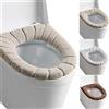 Qplcdg 3 Pezzi Coprisedile per WC,Spessa e Morbida Copriwater in Tessuto -Anello di Fissaggio, Universale, Lavabile in Lavatrice