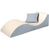 Velinda poltrona di rilassamento: divano, pouf, pieghevole, tavolo (colore: beige-grigio)