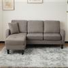 Cayipng Divano angolare a L con chaise longue - Divano a 3 posti,185 x 118 x 82 cm,Tessuto di cotone e lino traspirante,Gambe in plastica,Ideale per soggiorni,appartamenti e uffici,Grigio Scuro