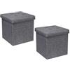 Bonlife Sgabello Comodino Contenitori,Pouf Cubo Poggiapiedi Sgabello Pieghevole,Lino Portaoggetti Pouf da Camera 32x32x32cm (Grigio)