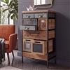 Mendler Comò cassettiera da farmacia HWC-Q77, cassetti misti e portaetichette, stile industriale, legno e metallo, 85x45x35 cm