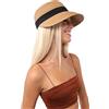 Carnavalife Cappello spiaggia da donna per sole, visiera donna di carta da sole, Pamela pieghevole con ala larghezza per vacanze e viaggio, taglia unica, marrone, Taglia unica