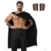 maxToonrain Costume da guerriero spartano da uomo, con 2 braccialetti greco romano, mantello da gladiatore soldato storico, per Halloween, Natale, Giornata mondiale del libro (nero, 118 cm)