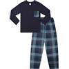 ThePyjamaFactory Pigiama per bambini con pantaloni lunghi scozzesi blu navy