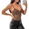 Generico Body Push-Up in Pizzo con Vita Alta, Top A Canotta con Spalline Sottili E Bustino in Pizzo Sexy per Abbigliamento Quotidiano Coordinato, Cosplay Marrone S