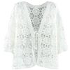 Generico Coprispalle In Pizzo con Maniche A 3/4 Da Donna, Bolero, Cardigan All'Uncinetto, Corto e Trasparente, con Lacci Anteriori, Elegante Camicetta Copricostume per Abiti Da Sera Casual, Bianco, Taglia Un
