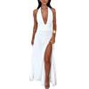 Generic Maxi abito estivo da donna con scollo a V profondo Sexy con spacco alto Infinity Backless Club Party Date Night