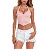 EVELIFE Donne Canotte Sexy V Profondo Collo Halter Top Corto Senza Maniche Top Gilet Senza Maniche Top Caraco Camisole Estate