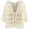 Generico Coprispalle In Pizzo con Maniche A 3/4 Da Donna, Bolero, Cardigan All'Uncinetto, Corto e Trasparente, con Lacci Anteriori, Elegante Camicetta Copricostume per Abiti Da Sera Casual, Beige, Taglia Uni