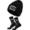 Geyoga Regali per Equitazione Rosa Rossa Ricamata Cappello Invernale con Berretto e Calzino Cappello per Amanti dei Cavallo Equestri