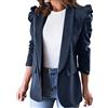 Generic Blazer casual da donna con maniche a sbuffo aperto sul davanti, giacche da lavoro con tasche, cappotto asimmetrico da donna, Blu, M