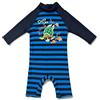 BONVERANO Costume Intero Neonato Manica Corta Protezione UV 50+ con Cuffia(Blu-Tartarughe,24-36mesi)