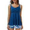 Generic Tankini da donna taglie grandi, tankini per costume da bagno a forma di pancia, costume da bagno, set da 2 pezzi, con top e pantaloncini da bagno, due pezzi, rosa, blu, coppe in tinta unita