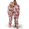 Giggling Getup Pigiama Natalizio con Cappuccio da Donna con Stampa Simpatico Gatto, Pigiama Natalizio per Adulti con Tasche, Cerniera, Taglia L