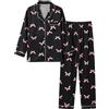 Wiepux Pigiama Donna Raso Lungo Due Pezzi Seta Pigiami | Elegante Morbido Leggero Comodo Pigiama con Scollo a V Bottoni per Relax Casa Sposa Notte Nuziale Regalo Taglie Forti S-XXL