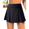 Aqua Eve Aqua Eva - Gonna da Donna a Vita Alta con Controllo della Pancia, con Parte Inferiore, Nero, XL