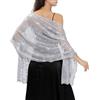 Ladiery Scialli e involucri per abiti da sera, da donna, in rete velata, scintillanti, per feste serali, Argento, 190*60 CM/75*24 INCH