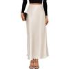 VividMosaic 2025 Maxi Gonna in Raso a Vita Alta in Seta A-Line Primavera Estate Casual gonne Lunghe per Le Donne, Beige, M