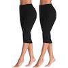 North Bund Leggings Donne Capri 3/4 Leggings Pantaloni Elastici opachi Capri per Yoga, Palestra, Outdoor, Fitness e Uso casalingo Set nero2 2XL