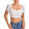 Eisnnu Dirndl Camicetta da donna, a maniche corte, con spalle scoperte, colore bianco, per Oktoberfest