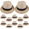 JEWEDECO 12 Pezzi Cappello Fedora Jazz in Juta Nero, Bordo Corto
