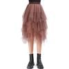 Monbessi Gonna in Tulle Donna Gonna Lunga in Tulle Elastica 80cm Gonna Irregolare in Maglia Quotidiana, Prom, Party(Vita: 60-78cm, Marrone)