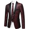 YFFUSHI Blazer da Uomo Jacquard Paisley Giacca da Abito 1 Bottone Giacche da Smoking per Matrimoni, Rosso, S