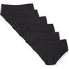 Amazon Essentials Slip Intimo in Cotone a Vita Media Donna, Pacco da 6, Nero, 48