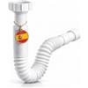 FLUVIA Sifone flessibile ed estensibile universale per scarico - 1 1/4 e 1 1/2 con uscita Ø32/40 mm - Tubo regolabile antiodore per lavandino, bidet, cucina e bagno - bianco - Fluvia