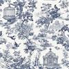 Douthfolle Carta da Parati Adesiva Blu con Fiori e Uccelli Stile Pastorale,Vintage Shabby Chic,44x1000cm,Ideale per Soggiorno,Camera da Letto,Cucina,Rinnovamento Mobili,Armadi,Fai da Te