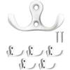 Fuxxer® 5 ganci doppi classici per asciugamani, 52 x 30 mm, set da 5 pezzi, colore bianco