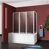 Generico Made in Italy Parete vasca box doccia cm.64+cm.133, profili alluminio con pannelli acrilici pieghevoli e reversibili a 4 ante