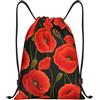Kfjghhl Zainetto con coulisse con fiori di papavero borsa sportiva Bulk Cinch borsa da palestra donna uomo bambini sport all'aperto, Nero , S, Vacanze