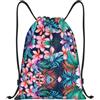 Kfjghhl Borsa da palestra con fiori tropicali con coulisse borsa sportiva da donna uomo bambini sport all'aperto, Nero , S, Vacanze