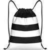 Kfjghhl Righe Nero Bianco Coulisse Zaino Borsa Sport Sackpack Bulk Cinch Gym Bag Donne Uomini Bambini Sport All'aperto, Nero , S, Vacanze