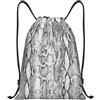 Kfjghhl Pelle di serpente in bianco e nero con coulisse zaino borsa sportiva Bulk Cinch borsa da palestra donna uomo bambini sport all'aperto, Nero , S, Vacanze